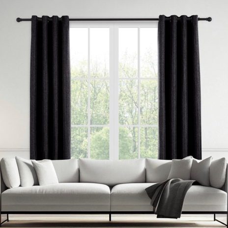 Luxe Geweven Gordijn met ringen Black 150 x 260