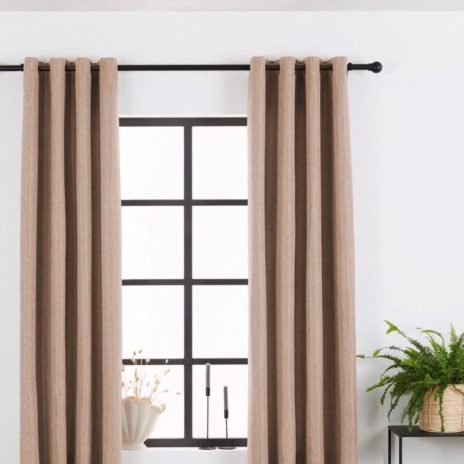 Luxe Geweven Gordijn met ringen Taupe 150 x 260